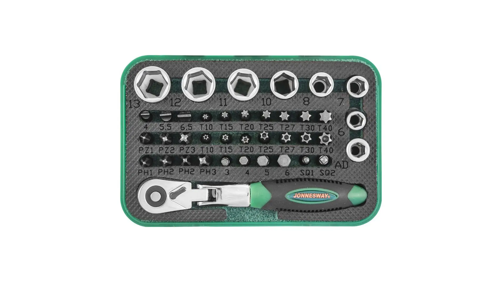 049305 Набор головок 1/4" 6-13 мм с битами, 40 предметов, RD02040S Jonnesway