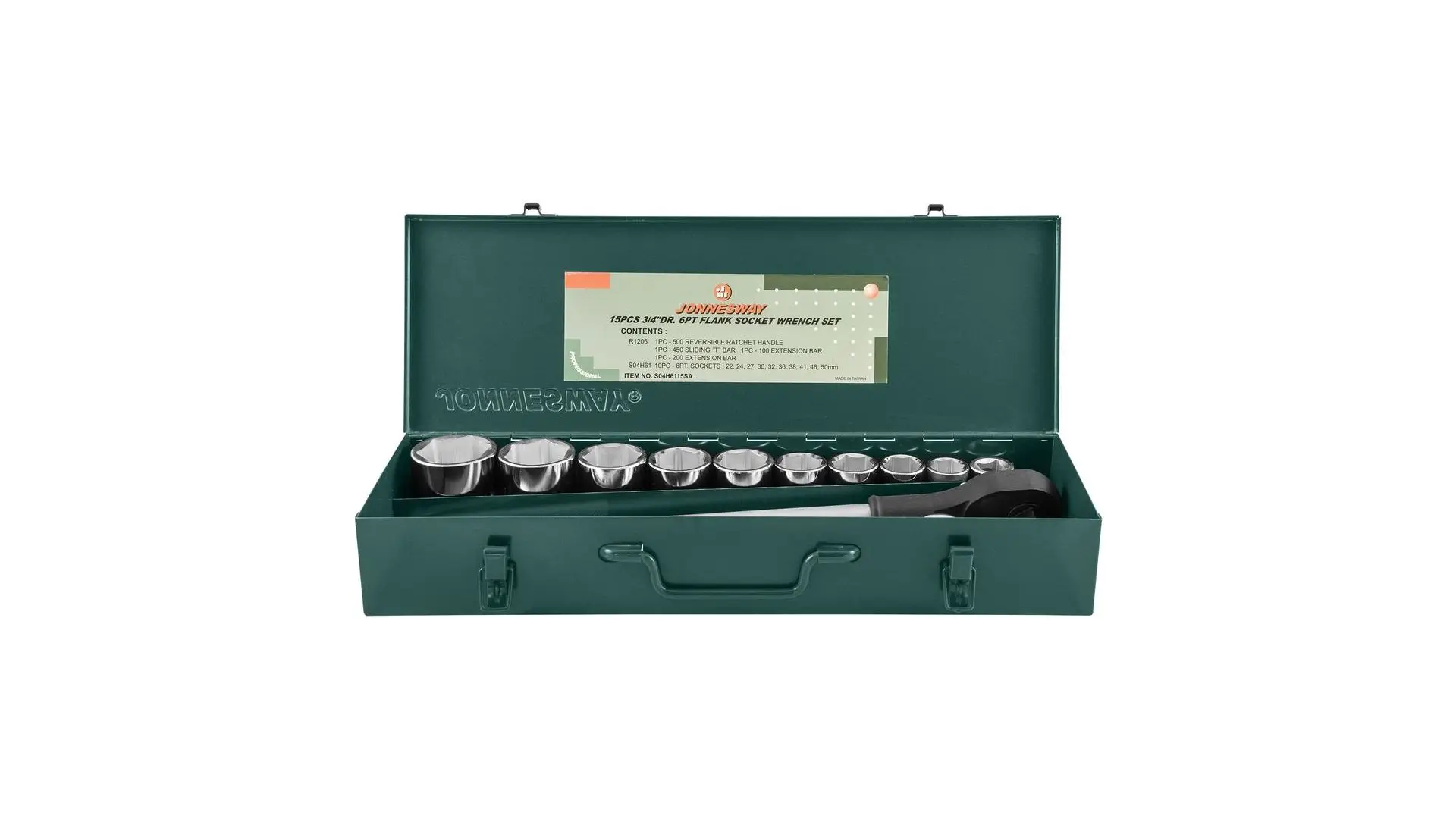 047229 Набор головок 3/4" 22-50 мм, 15  предметов, S04H6115SA/S04H6315SA Jonnesway