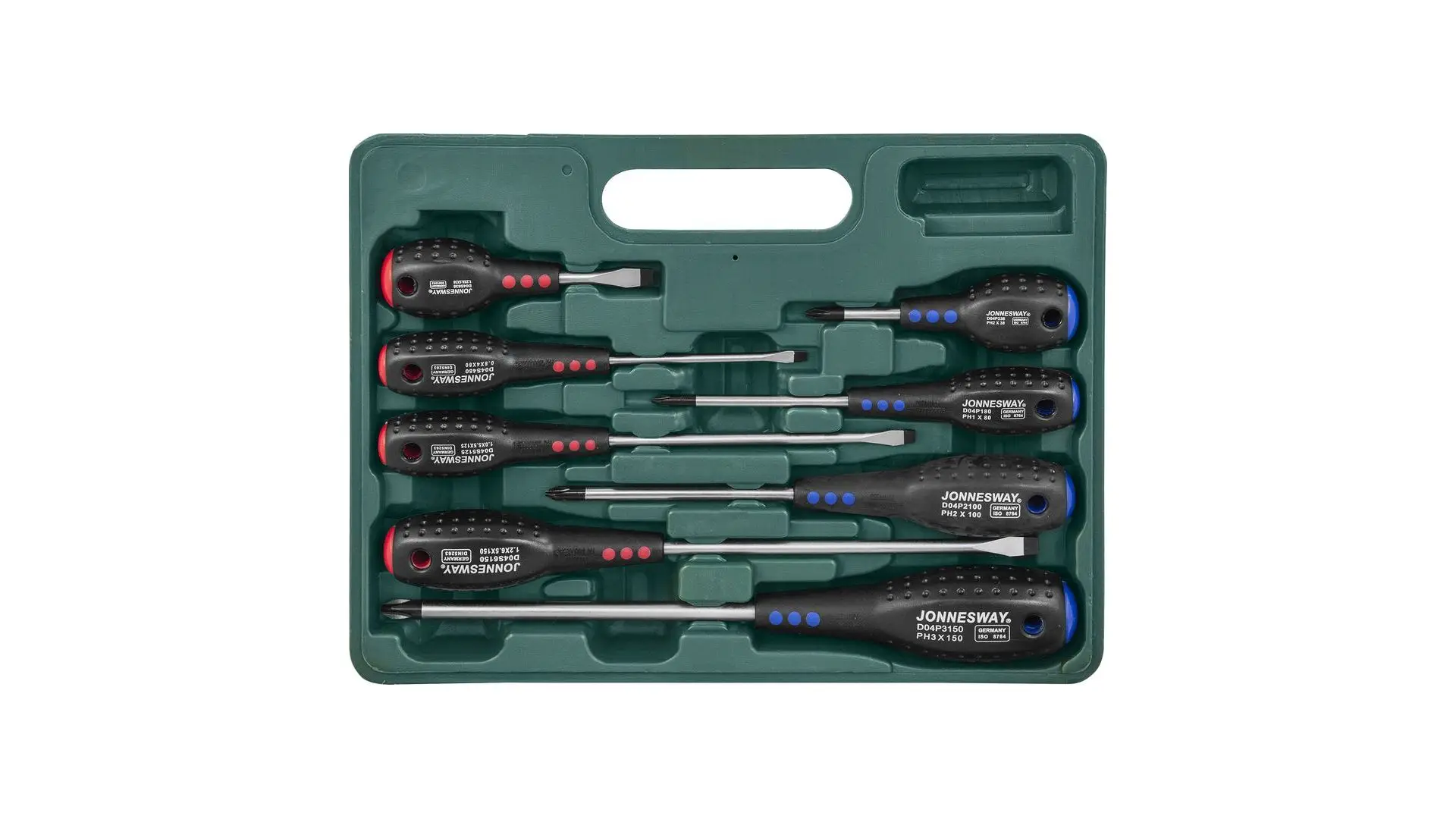 047072 Набор отверток  SL 6,5х38-6,5х150  PH#1-3, 8 предметов, D04PP08S Jonnesway