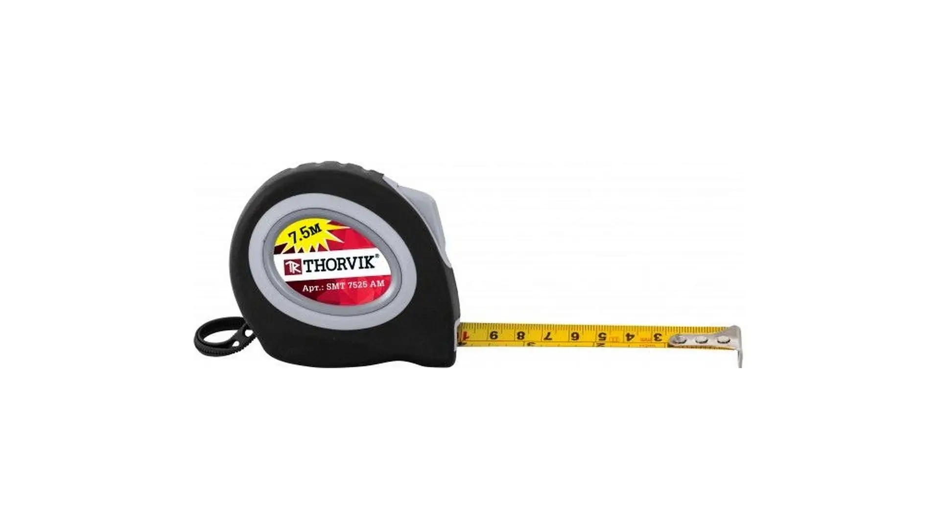052896 Рулетка с магнитным захватом и автостопом, в обрезиненном корпусе 7,5 м, SMT7525AM Thorvik