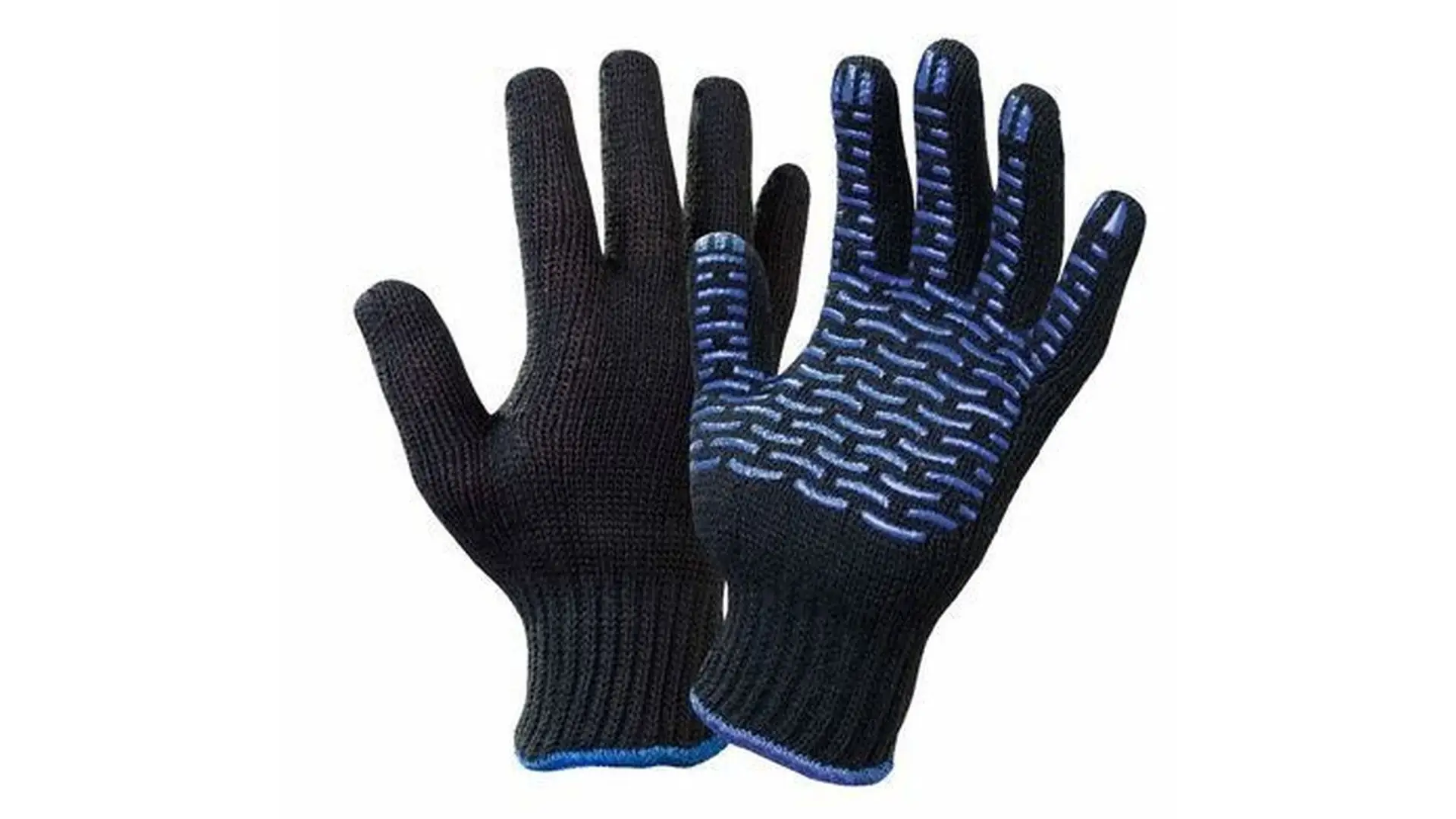 1017/Пер520 Перчатки х/б 5-нитка с ПВХ волна/точка черные 